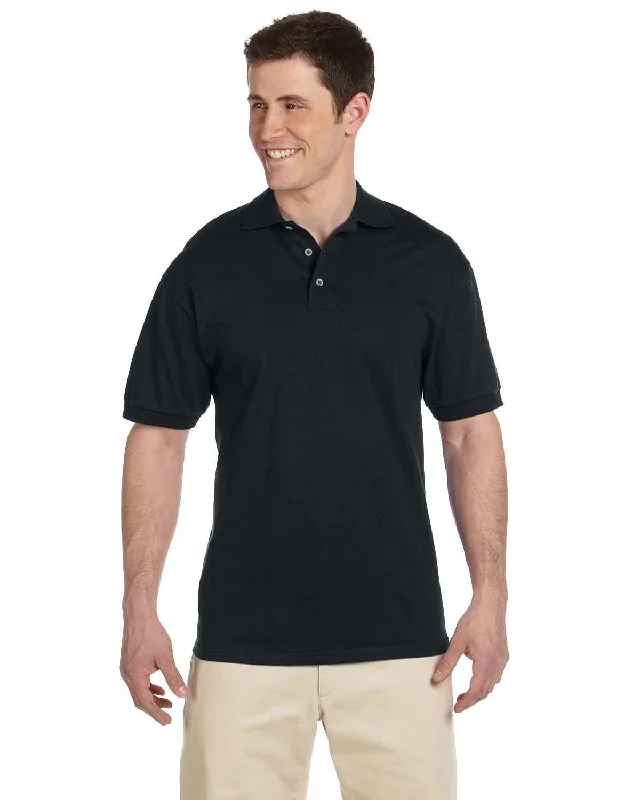 Jerzees Cotton Jersey Knit Polo Shirt | Black