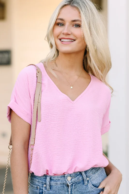 Crazy Deals Close To Love Baby Pink V-neck Bodysuit