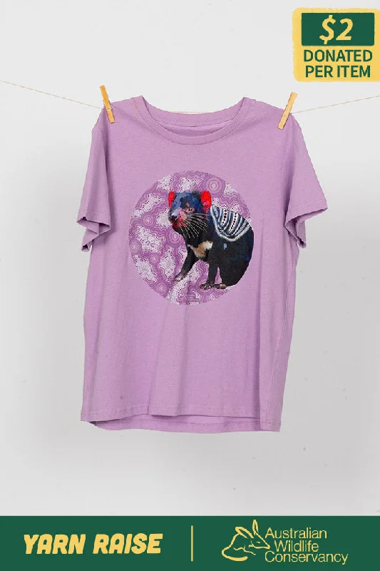 Time-Sensitive Tasmanian Devil 'Australian Wildlife Conservancy' Lavender Cotton Crew Neck Women’s T-Shirt