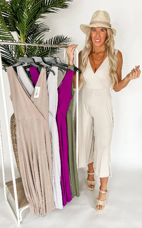 Today's Deal The Wendy Surplice Neckline Sleeveless Jumpsuit - Final Sale