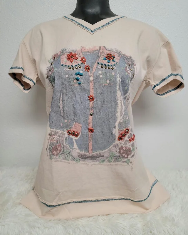 Weekend Savings Delight Embroider Western shirt V-Neck Top