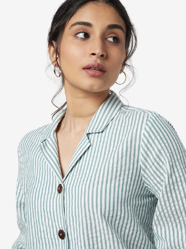 Top Pick LOV Sage Striped Lulu Blouse