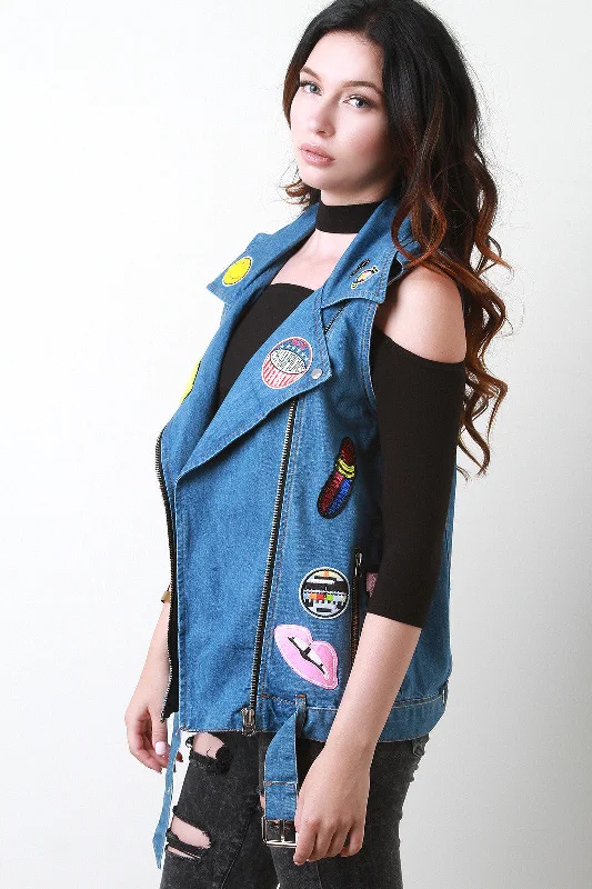Weekend Discounts Worth Grabbing Belted Hem Patch Vest