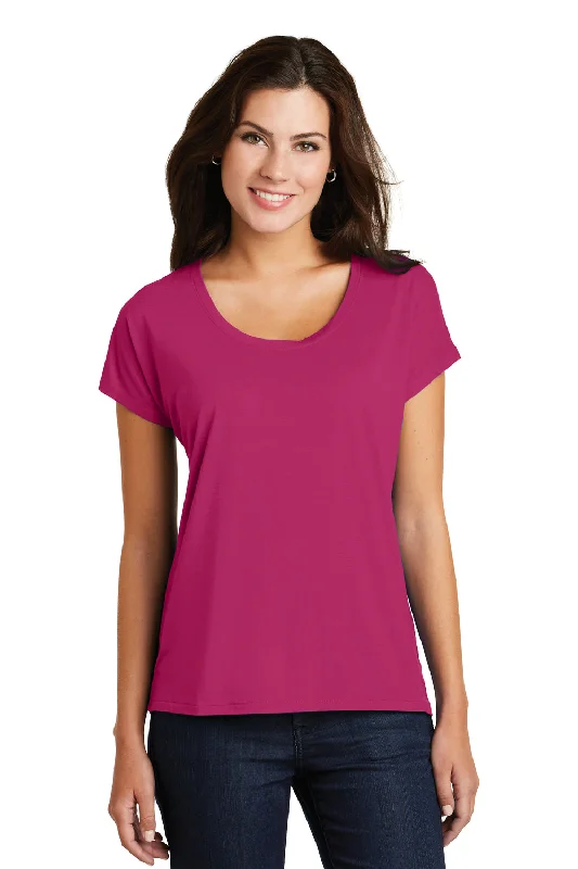 Price Drop District Womens Drapey Dolman Short Sleeve Scoop Neck T-Shirt - Azalea Pink - Closeout