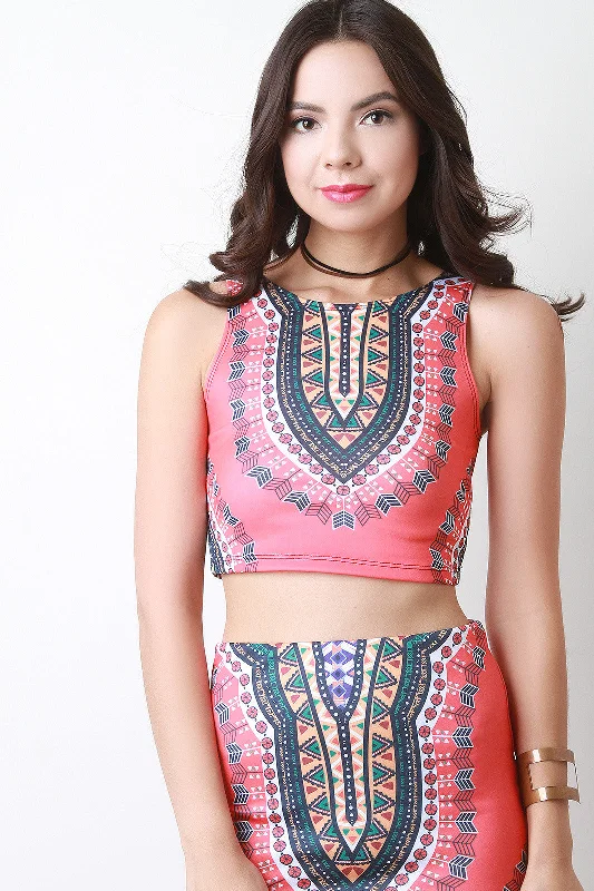 Bargain Prices African Print Sleeveless Crop Top