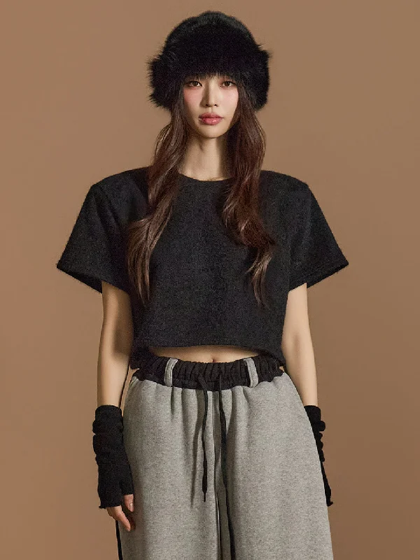 Daily Specials E3645 Shoulder Pad Crop Top