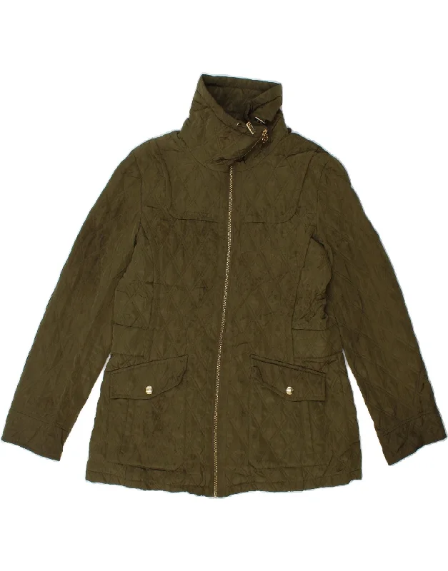 Midnight Madness MICHAEL KORS Womens Quilted Jacket UK 14 Large Khaki Polyester