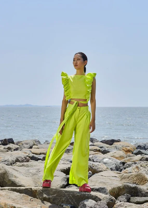 Buy Today Neon Green High-Waisted Trouser