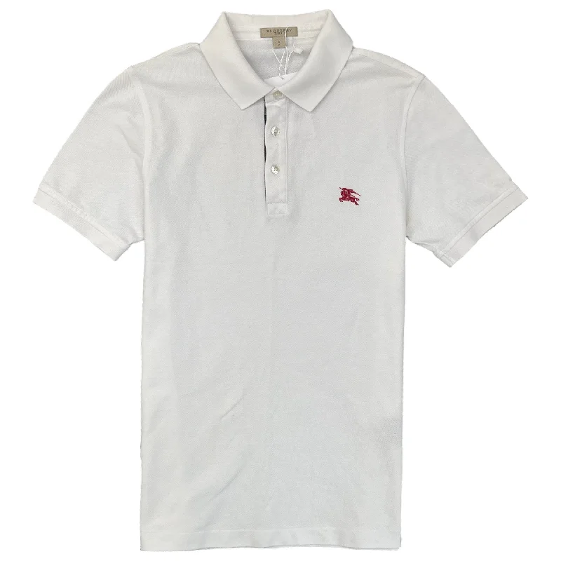 Men's Embroidered Logo Polo Shirt White Size S