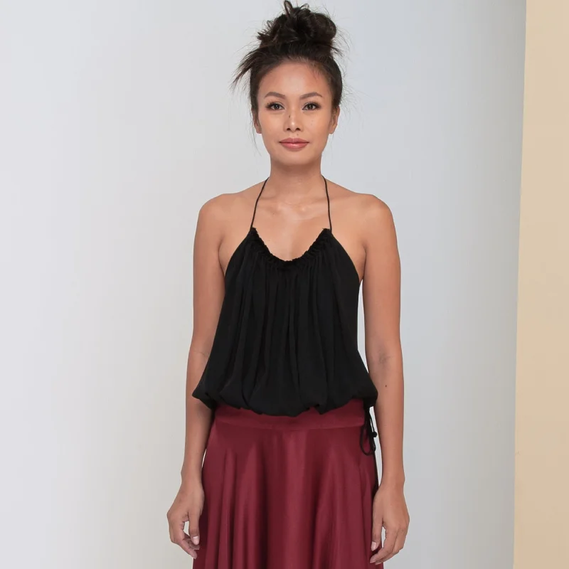 Flash Sale RUSH HALTER TOP - Rayon Fujette Crepe | Black