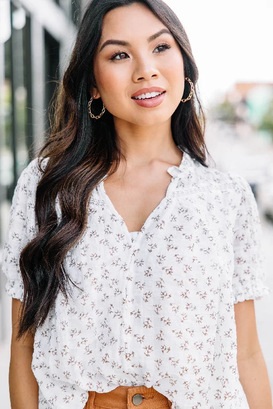 Great Deals Get Ready Off White Ditsy Floral Blouse