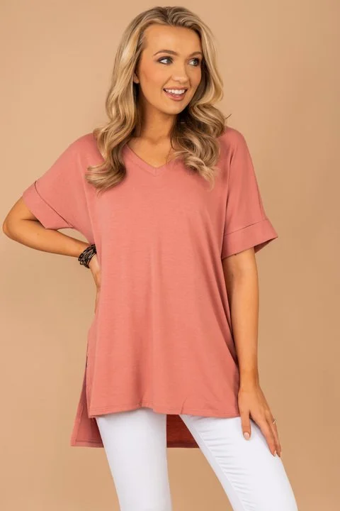 Today’s Deal Make Your Life Easy Ash Rose Pink V-neck Top