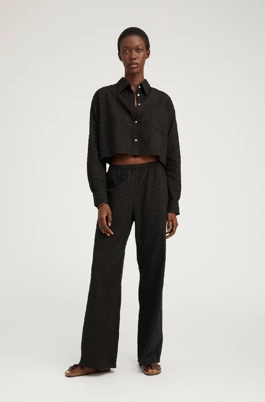 Best Seller Black Eyelet Easy Pants