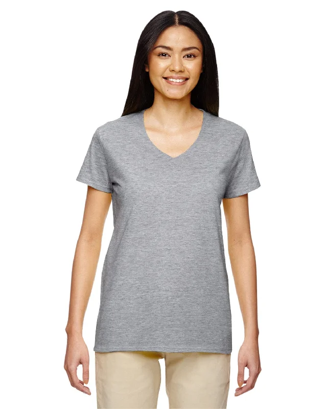 Gildan Ladies Heavy Cotton 5.3 oz. V-Neck T-Shirt | Sport Grey