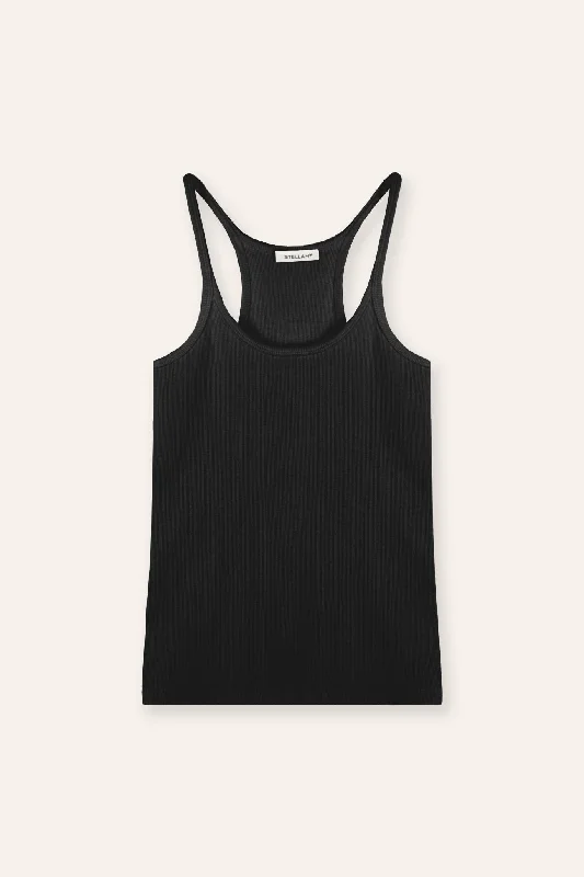 Weekend Wonders Await! RACER cotton tank top (Black)