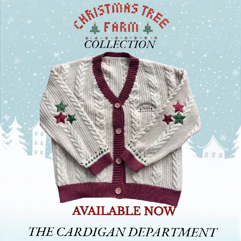 Weekend Savings Fiesta Maroon Christmas Tree Farm Cardigan