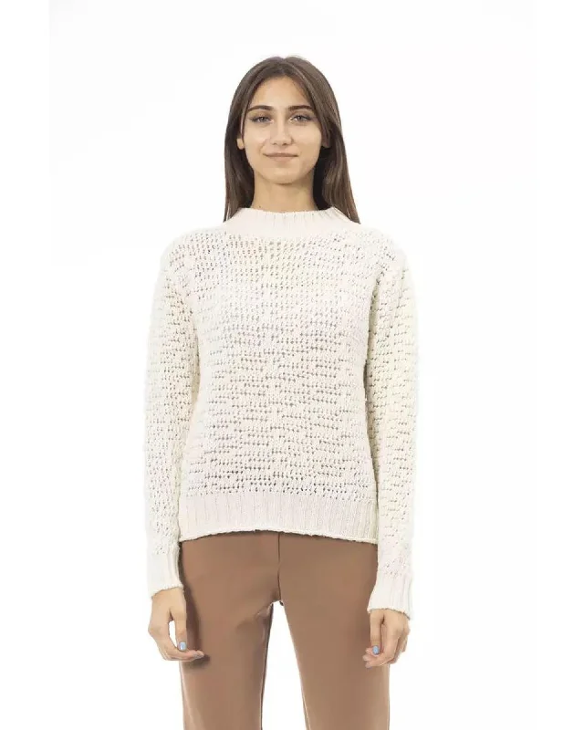 Limited Offer Alpha Studio Women's White Wool Sweater - 42 IT