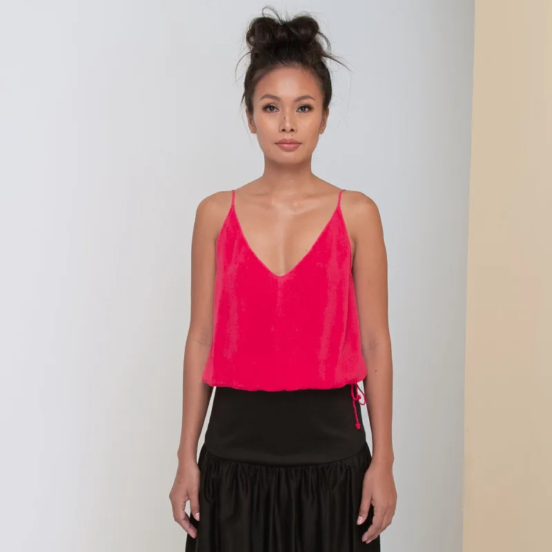 Weekend Bargains to Indulge In RINKI V STRING CAMISOLE - Rayon Fujette Crepe | Hot Pink