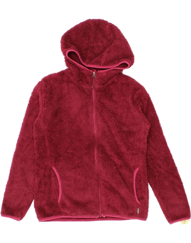 Weekend Offers That Dazzle EDDIE BAUER Womens Hooded Fleece Jacket UK 10 Small Burgundy Polyester