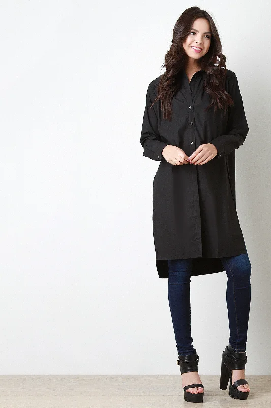 Deal Mania Classic Button-Up Longsleeve Longline Shirt