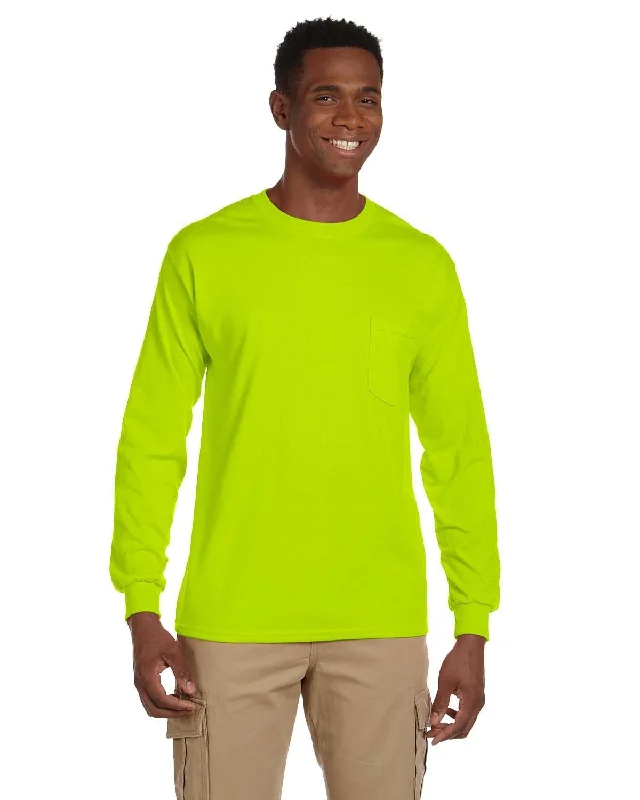 Gildan Ultra Cotton Long Sleeve Pocket T-Shirt | Safety Green