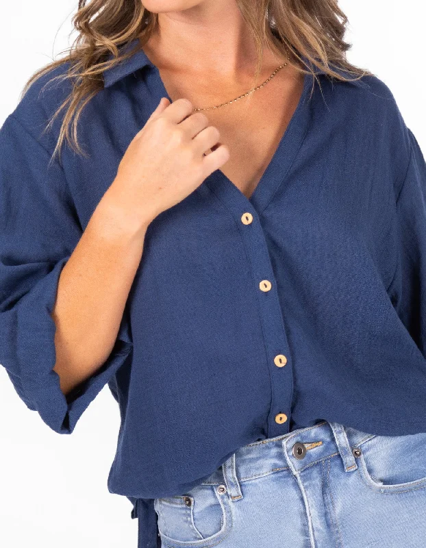 Major Deal Hawthorn Oversize Button Down Shirt in Navy