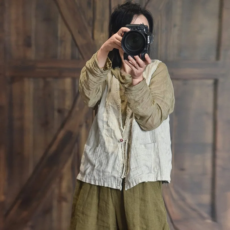 Must-Have Deals Women Autumn Retro Loose Linen Vest