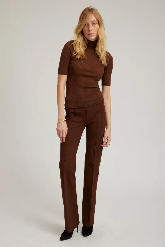 Bargain Bin Chocolate Casanova Micro Flare Pintuck Pants