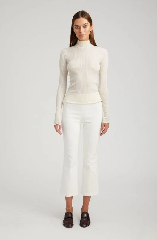 Weekend Discounts to Enjoy White Corduroy Crop Flare Pants