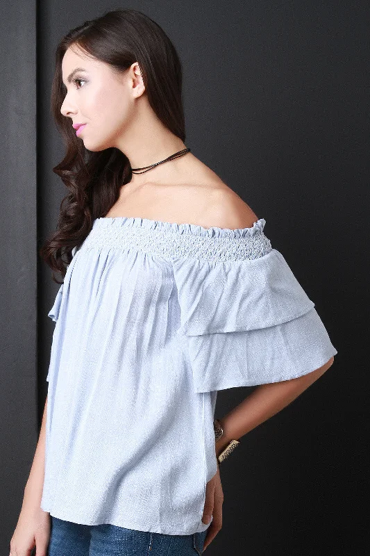 Year-End Sale Bardot Flutter Sleeve Top