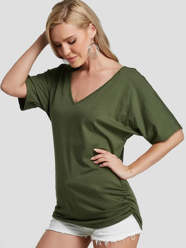 Weekend Deals That Spark Custom V-Neck Plain Half Sleeve T-Shirts
