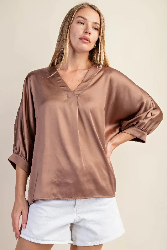 Super Deal GiGiO Coffee Blouse