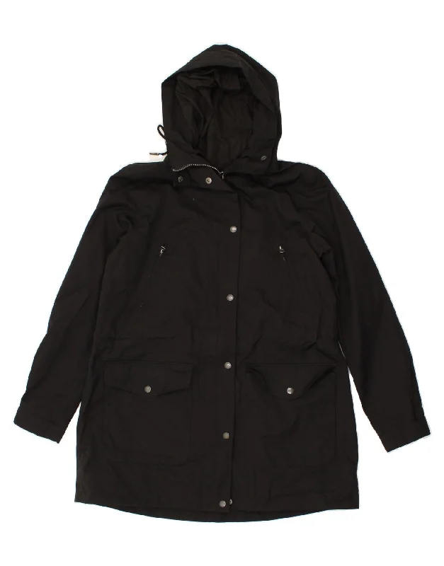 New Deals FAT FACE Womens Hooded Raincoat UK 14 Large  Black Cotton