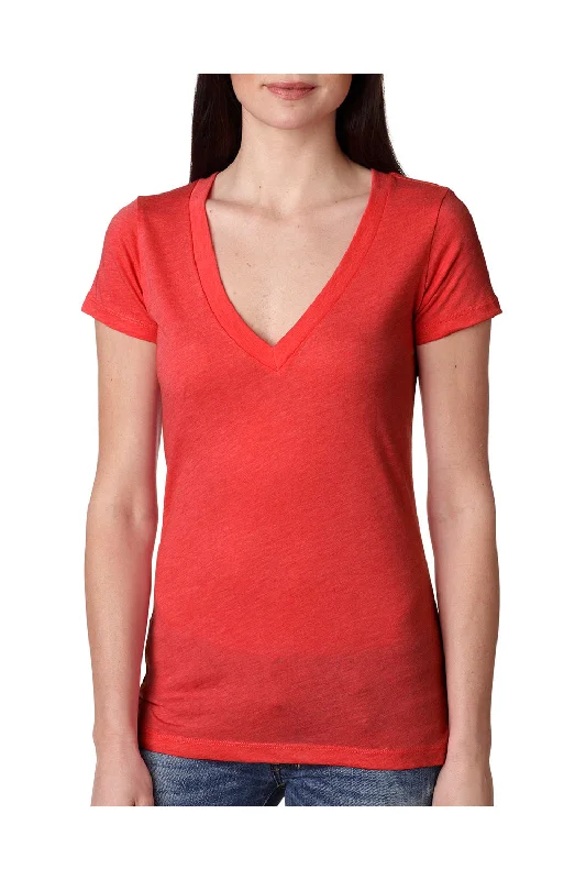 Fantastic Deals Next Level Womens Jersey Short Sleeve V-Neck T-Shirt - Vintage Red - Closeout