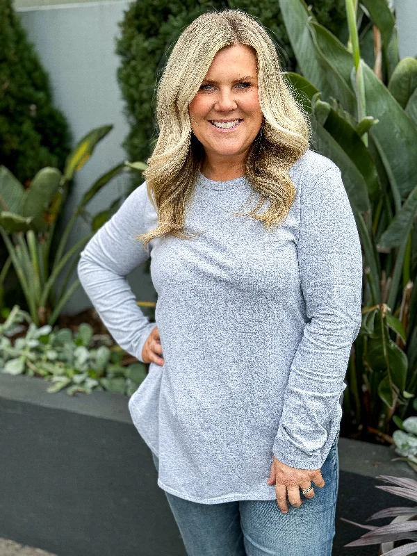 Weekend Savings Fiesta Scarlett Long Sleeve Tee - Grey Marle