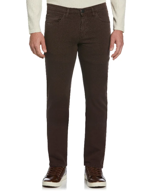 Slim Fit Dyed Solid Twill Five Pocket Pant