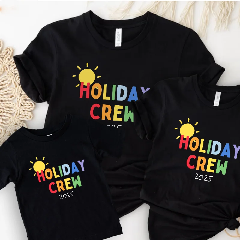 Now Available Holiday Crew 2025 Multi Family Matching Black T-Shirts