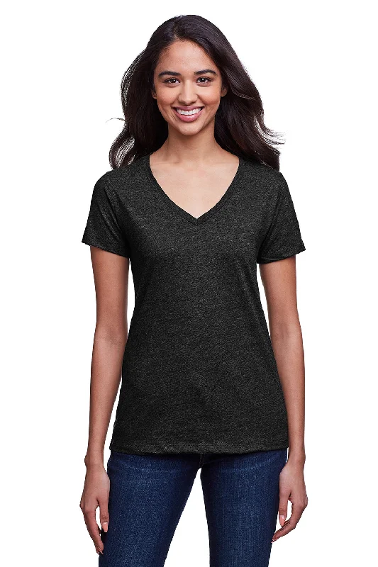 Warehouse Sale Next Level Womens Eco Performance Moisture Wicking Short Sleeve V-Neck T-Shirt - Heather Black - Closeout