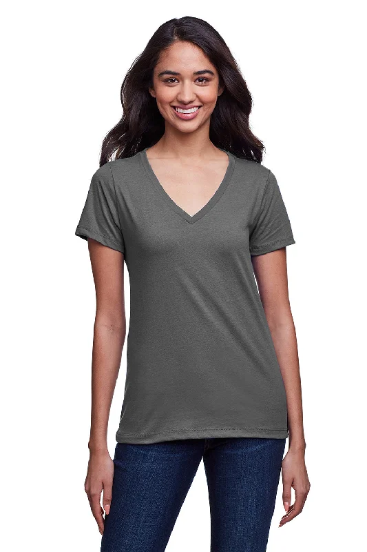 Customer Appreciation Sale Next Level Womens Eco Performance Moisture Wicking Short Sleeve V-Neck T-Shirt - Heavy Metal Grey - Closeout