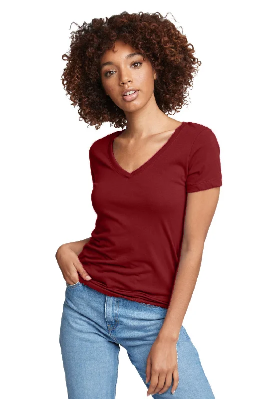 Stock Clearance Next Level Womens Ideal Jersey Short Sleeve V-Neck T-Shirt - Cardinal Red