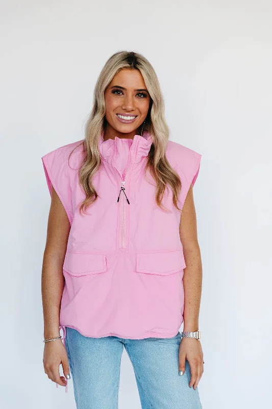 Weekend Flash Sale Kerry Half-Zip Puffer Vest - Baby Pink