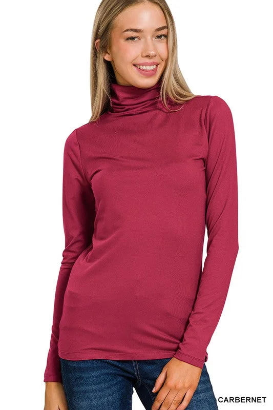 Shop and Save KORI PREMIUM MICROFIBER MOCK NECK TOP S-XL