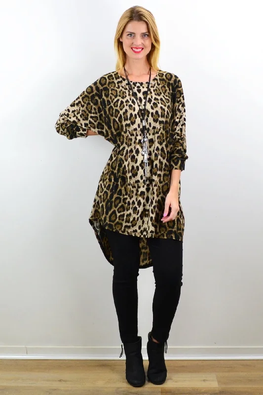 Clearance Sale Lucy Leopard Relaxed Hi Low Hem Tunic Top