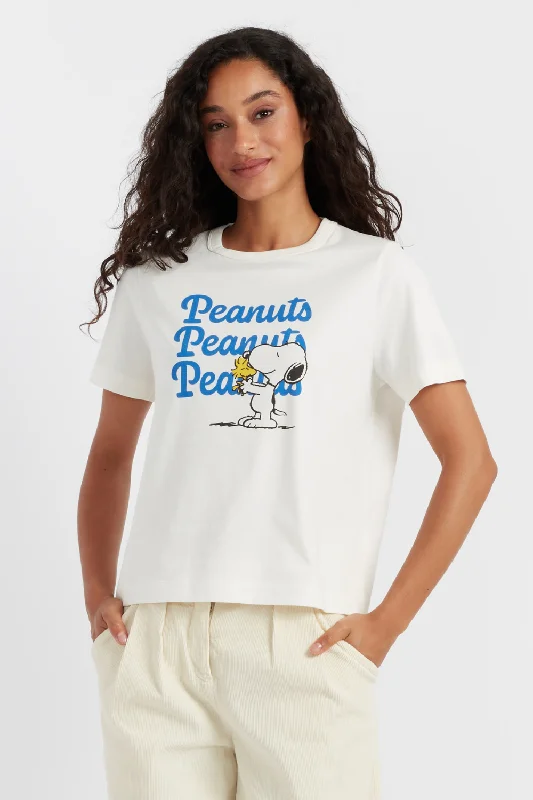 Special Discount Cream Cotton Snoopy & Woodstock T-Shirt