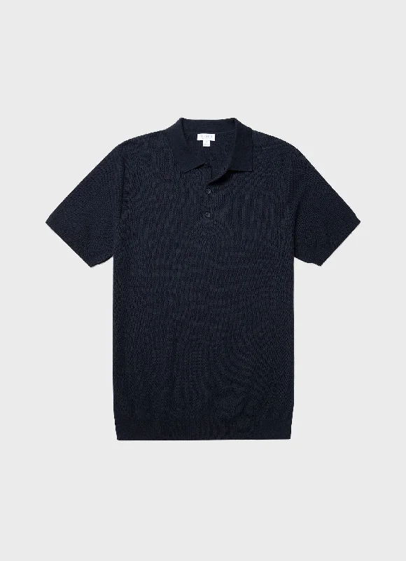 Men's Knit Polo Shirt in Navy