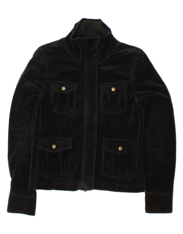 Instant Discount ARMANI JEANS Womens Velvet Utility Jacket UK 18 XL Black Cotton