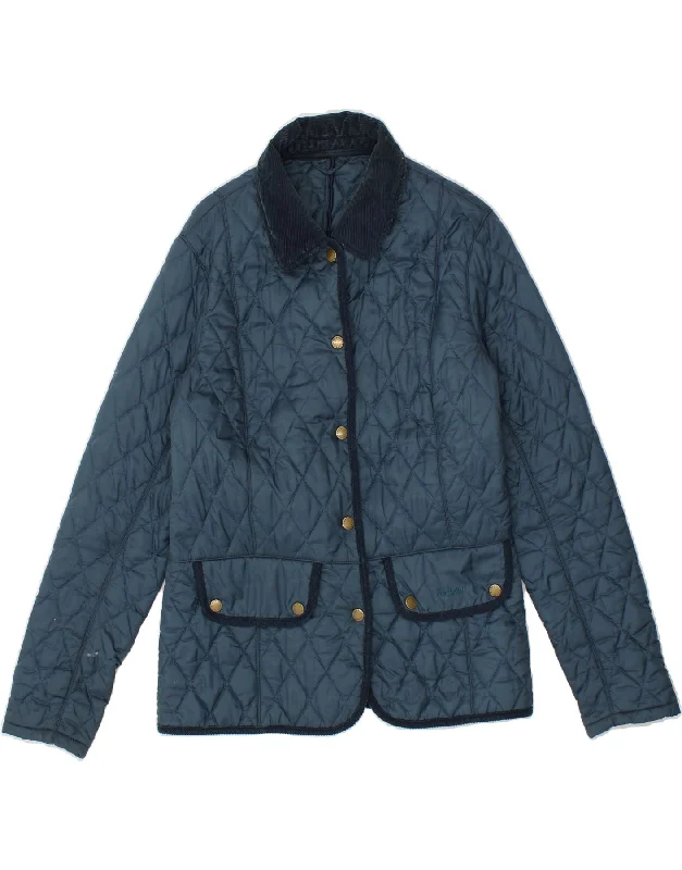 Weekend Shopping Bliss BARBOUR Womens Quilted Jacket UK 14 Large Blue Polyamide