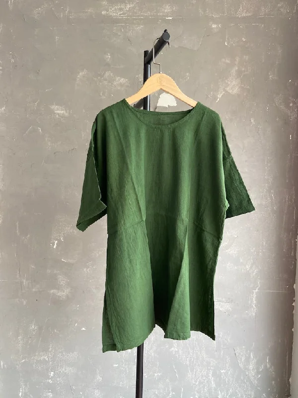 Weekend Discounts to Indulge In Hand Dyed Long Top in Army Green