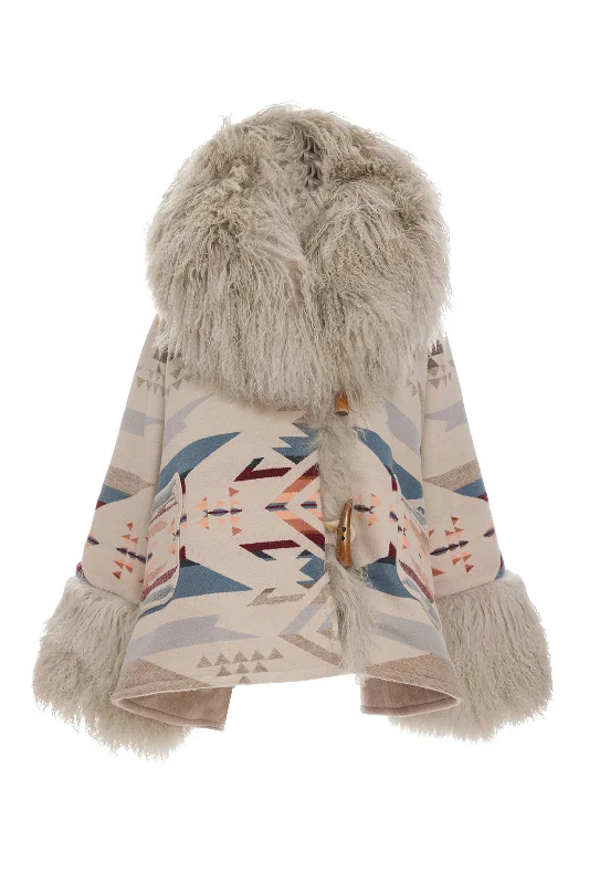 Steal Deal White Sands Shearling Cloak