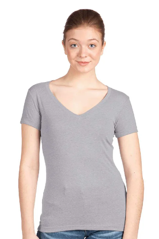 Take Advantage Next Level Womens Ideal Jersey Short Sleeve V-Neck T-Shirt - Heather Grey